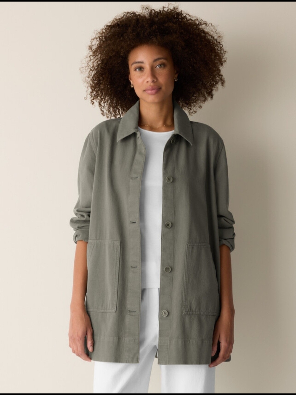 Garment-Dyed Utility Cotton Classic Collar Long Jacket